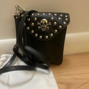 Studded skull motorcycle purse